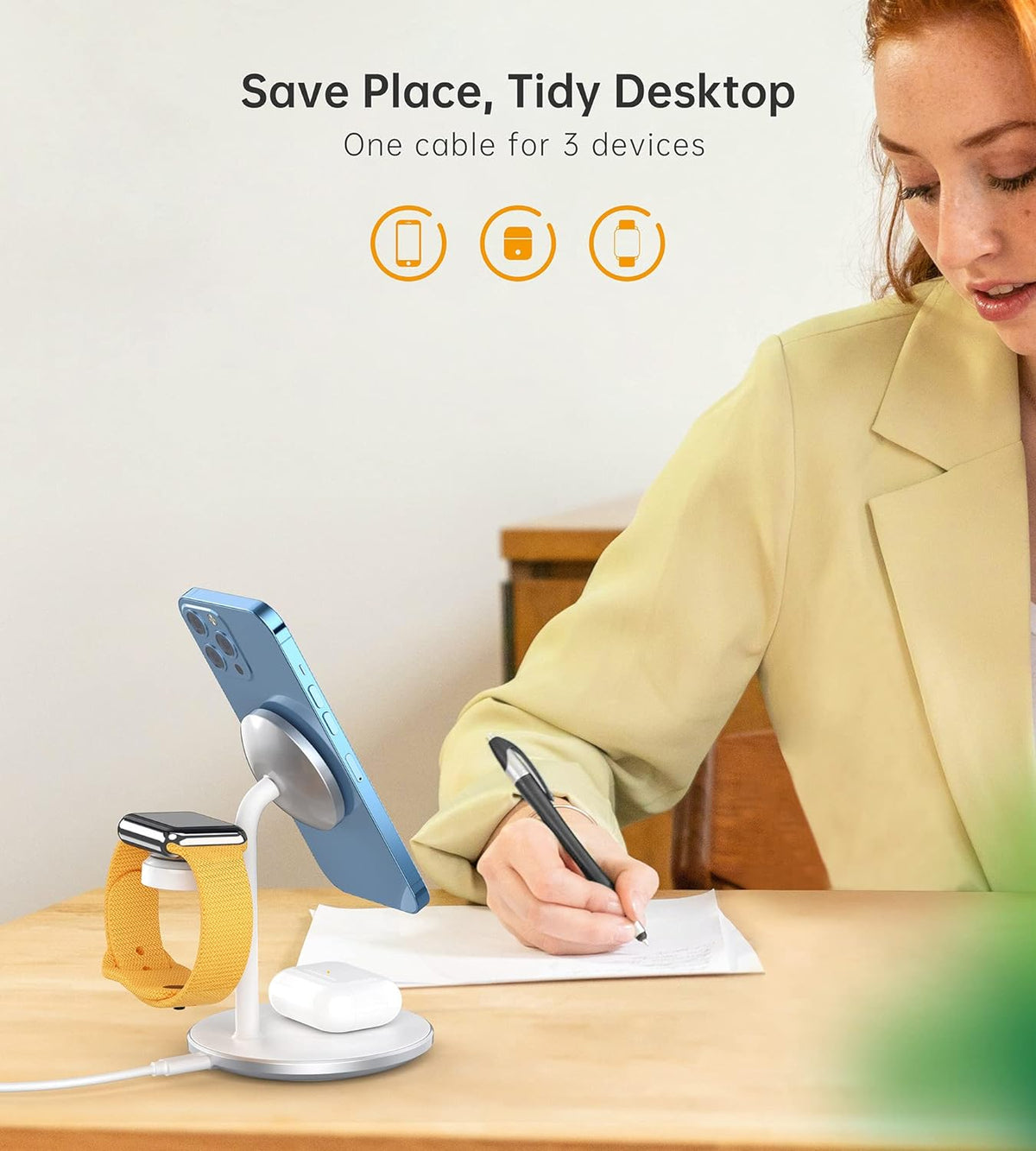 3 in 1 Magnetic Wireless Charging Station for Apple Devices,15W for Magsafe