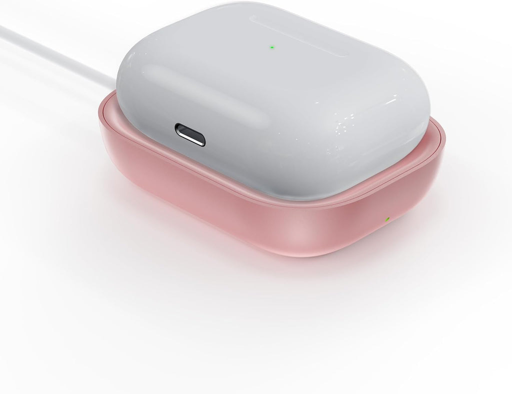 For Airpod Charger, Designed Wireless Charger for Airpods 4(Anc)/3Rd/2Nd Gen, for NEW Airpod Pro 3 (2025)/ 2Nd Gen, Wireless Earbuds, Slim & Compact for Travel Home Office, Pink
