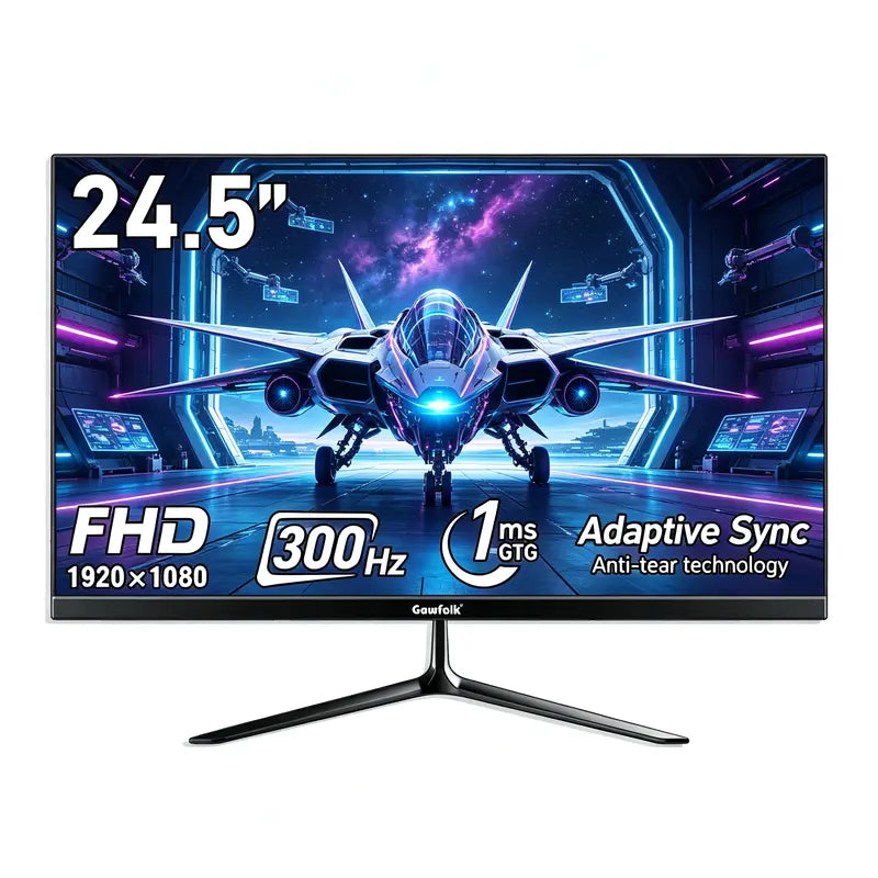Gawfolk 24.5-Inch Edgeless Frameless Gaming Screen Monitor, 300Hz FHD 1080P PC Computer Monitor, 1Ms GTG, Adaptive Sync, 98% Srgb, 178° Wide View Angle, Built-In Speakers, HDMI & DP, VESA Wall Mountable, for Gamers