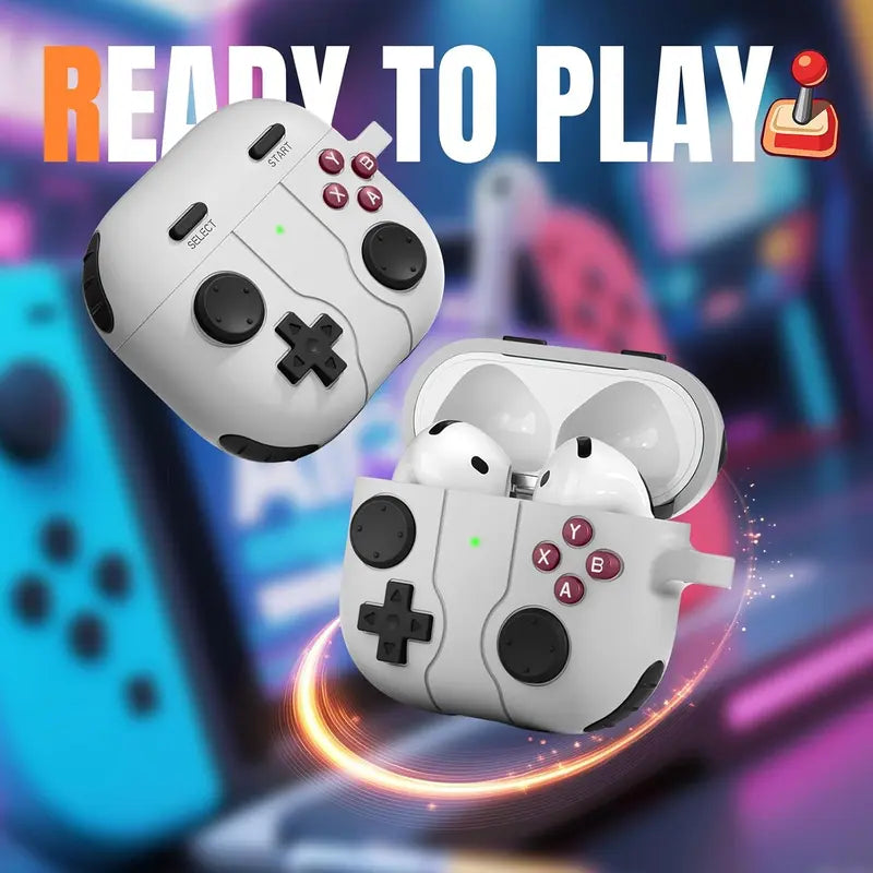 For Airpods 5 Case & Airpods 4 Case| Funny Retro Game Console Style Soft Silicone Protective Cover with Shockproof Design, Keychain Kit Accessory for Men Boys, Dark Gray