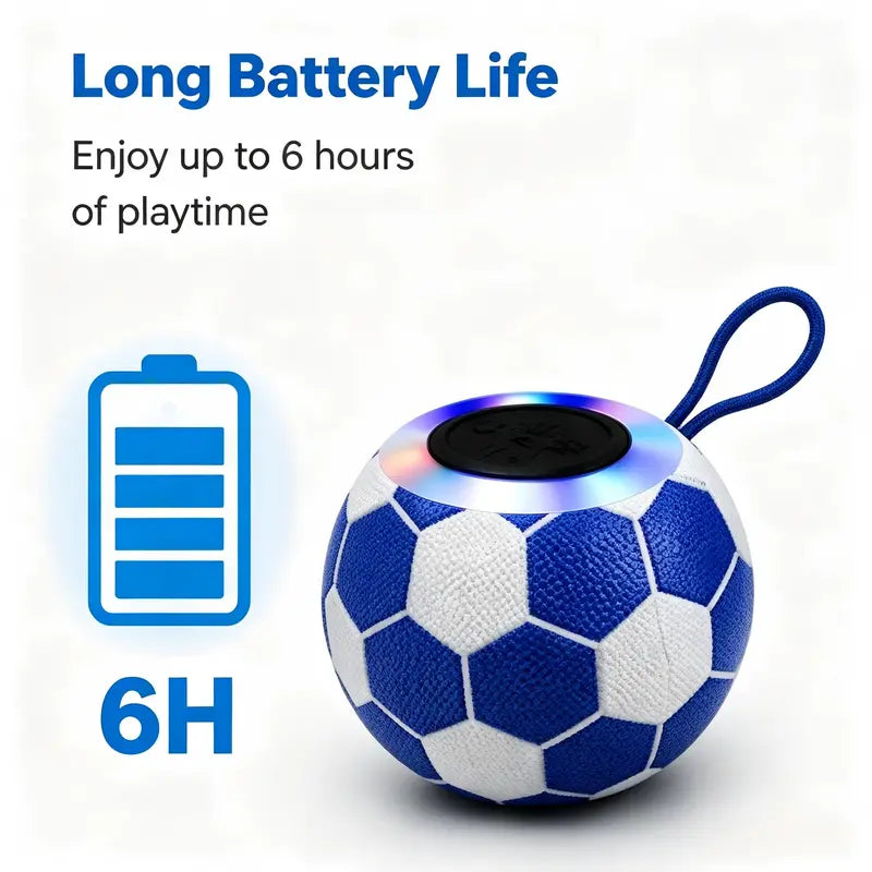 Soccer-Shaped Bluetooth 5.0 Wireless Stereo Speaker - 5W LED Light, ABS Body, 4.72In Diameter, Crystal Hi-Res Audio, 20Khz Bass, USB/TF Connectivity, up to 6H Battery Life, Smartphone Compatible, Compact Desktop Gift (Black, Colorful) for Outdoor Use