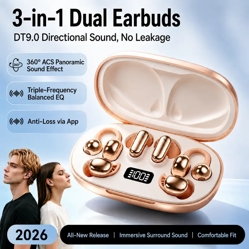 PAXA JC680 3-In-1 Chargeable Bluetooth 6.0 Wireless Earbuds - In-Ear Headphones, Clip-On & Sleep Designs, Smart LED Case, HD Stereo Sound, Comfortable Fit for Sports, Noise Isolation, Android & Ios Compatible, Sports Wireless Earbuds,Techvibes