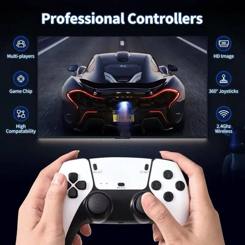 JIGGS Retro Gaming Console for TV, Classic Wireless Game System, Plug & Play Home Entertainment Device, Built-In Classic Games, Dual Wireless Controllers, Gaming Gift for Kids & Adults
