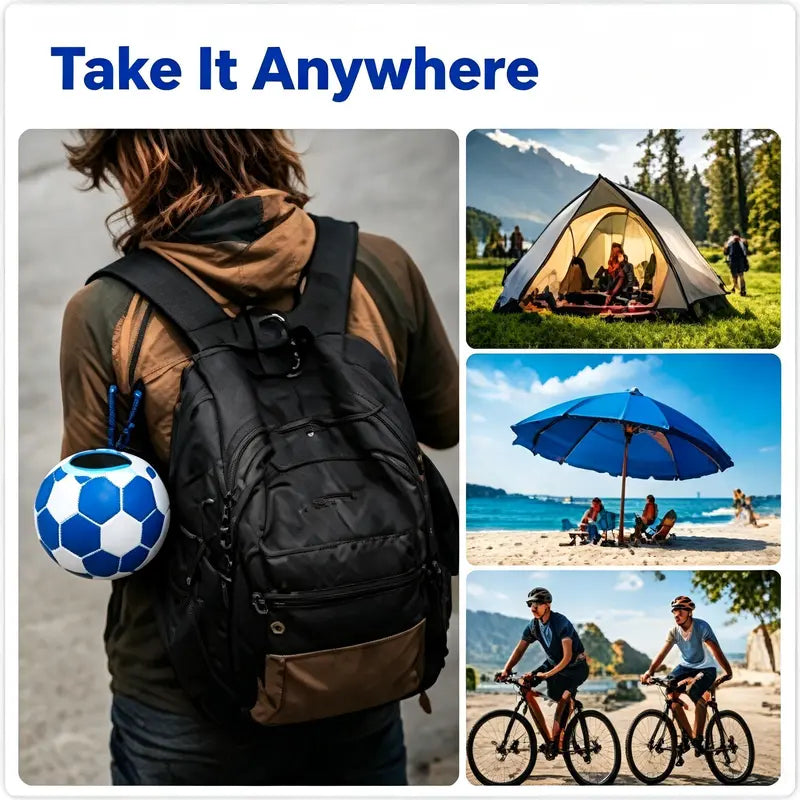 Soccer-Shaped Bluetooth 5.0 Wireless Stereo Speaker - 5W LED Light, ABS Body, 4.72In Diameter, Crystal Hi-Res Audio, 20Khz Bass, USB/TF Connectivity, up to 6H Battery Life, Smartphone Compatible, Compact Desktop Gift (Black, Colorful) for Outdoor Use