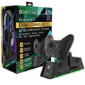 Ghost Gear Dual Charging Stand & Headphone Holder - Wireless Magnetic Induction Accessories for Xbox Series X/1, PS5/4, Switch Pro Controllers, Includes Rechargeable Battery Pack & Console Cable
