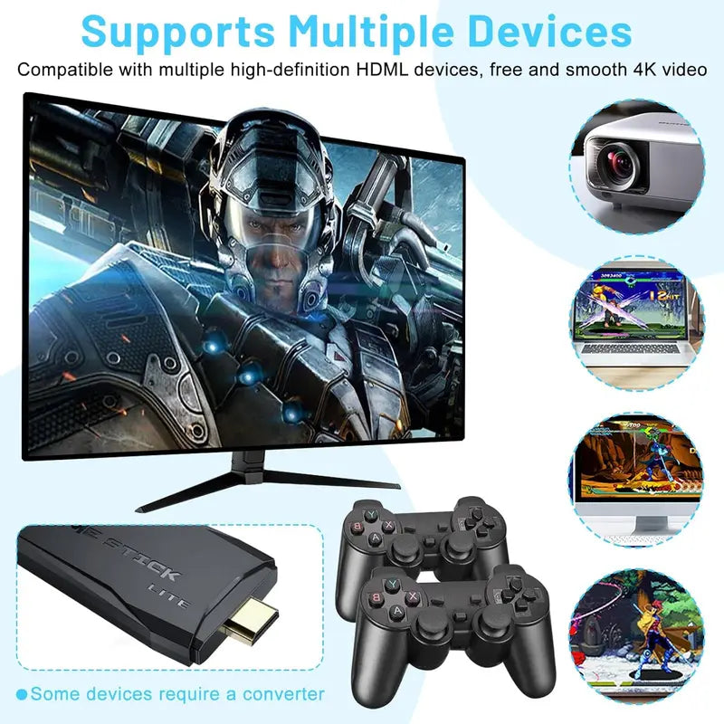 M8 PRO Retro Wireless Gaming Console - 64GB TV Video Game Stick, Compact Powerful Plug-And-Play, 9 Classic Emulators, 4K HDMI Output, 2.4Ghz Wireless Gamepad, Seamless Gameplay, Television Casual Home Games Console, Halloween Gift
