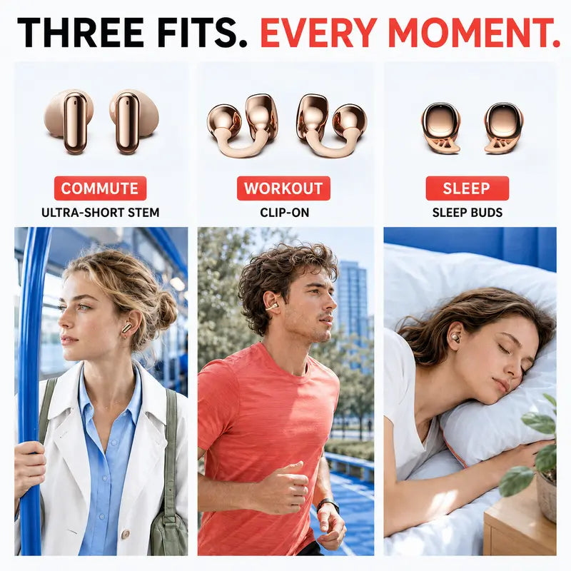 PAXA JC680 3-In-1 Chargeable Bluetooth 6.0 Wireless Earbuds - In-Ear Headphones, Clip-On & Sleep Designs, Smart LED Case, HD Stereo Sound, Comfortable Fit for Sports, Noise Isolation, Android & Ios Compatible, Sports Wireless Earbuds,Techvibes