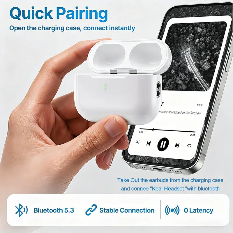 Keai Active ANC In-Ear Wireless Earbuds - Bluetooth 5.4, Long Battery Life, USB-C Charging Case, Touch Control, Sweatproof Audio Electronic Devices for Running, Travel, Compatible with Phones/Tablets, in Ear Design