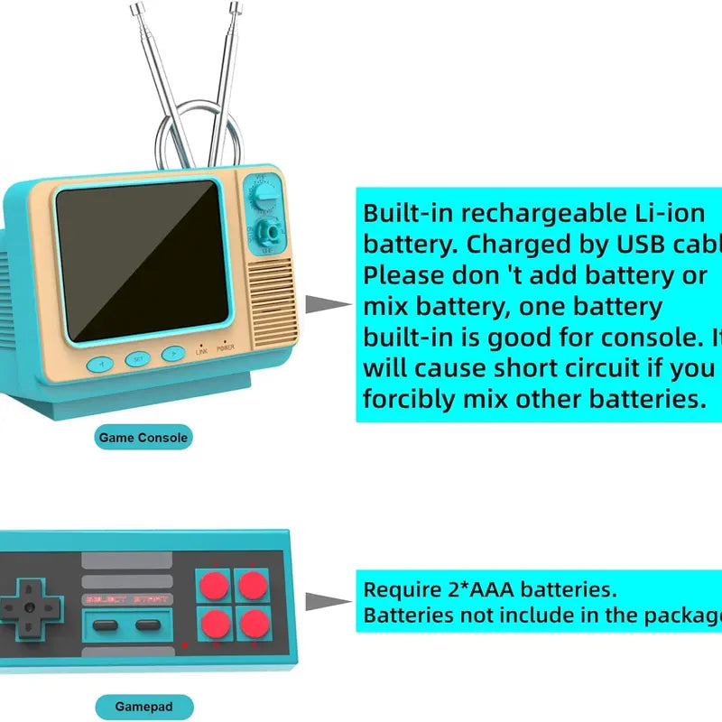 Retro Handheld Games Console with 308 Classic Games 3 Inch Screen Mini TV Video Games Player Support AV Output Electronic Games Xmas Gift for Boys Girls 4-12