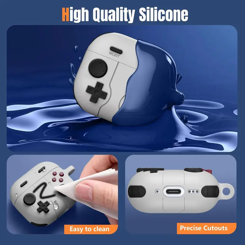 For Airpods 5 Case & Airpods 4 Case| Funny Retro Game Console Style Soft Silicone Protective Cover with Shockproof Design, Keychain Kit Accessory for Men Boys, Dark Gray