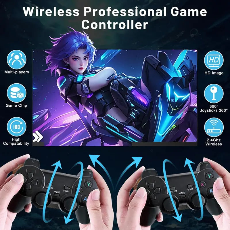 M8 PRO Retro Wireless Gaming Console - 64GB TV Video Game Stick, Compact Powerful Plug-And-Play, 9 Classic Emulators, 4K HDMI Output, 2.4Ghz Wireless Gamepad, Seamless Gameplay, Television Casual Home Games Console, Halloween Gift