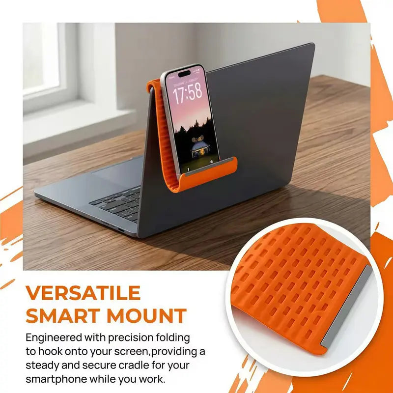 Adjustable Mobile Cellphone Stand - Durable Silicone-Aluminum Adjustable Clamp, 110G Compact Folding, Non-Slip Mount, Ribbed Grip, Ergonomic Portable TPU Hands-Free Desktop Accessory for Phones, Laptops, Devices (Home Office)