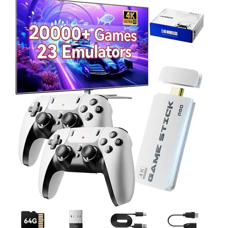 JIGGS Retro Gaming Console for TV, Classic Wireless Game System, Plug & Play Home Entertainment Device, Built-In Classic Games, Dual Wireless Controllers, Gaming Gift for Kids & Adults