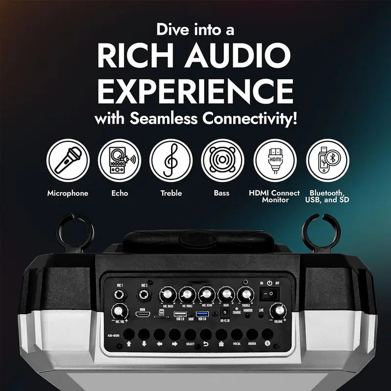 Portable Wi-Fi+Bt Loud Audio Speaker System - 8In Woofer, 2-Way Dual Channel, 100W Loud Output, 14.1In Touchscreen Android/Ios Tablet DJ Sound Box, Smartphone-Compatible Music Party LCD Speaker