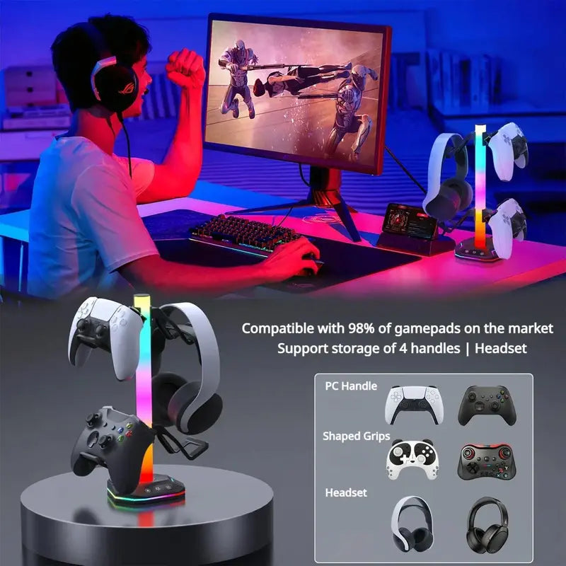 Game Controller Holder, Game Controller Display Stand with RGB Light Effect, Console Accessories for PS5 Controller/Xbox Controller, Switch Controller, Game Accessories, Game Peripherals,Techvibes