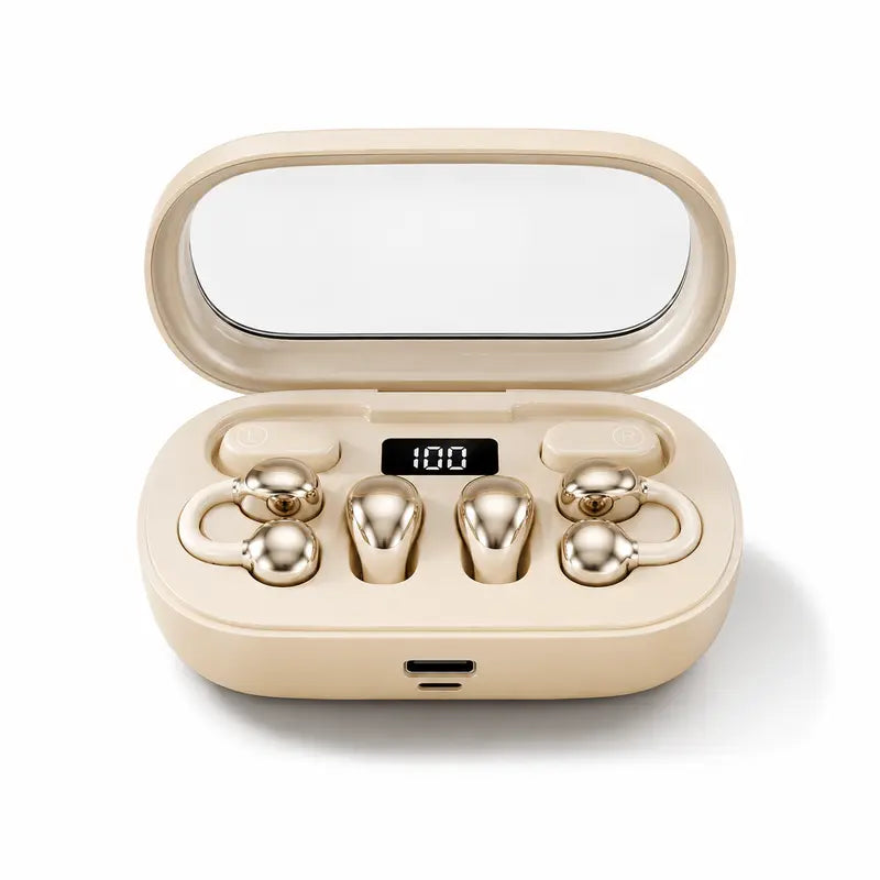 Multi-Style 3-In-1 Chargeable Wireless Earbuds Bluetooth 6.0, Clip-On Open Ear/In-Ear/Sleep Headset, Smart LED Battery Display Charging Case, Hi-Fi Stereo, ENC Distinct Calls, Lightweight for Running, Gym,Techvibes