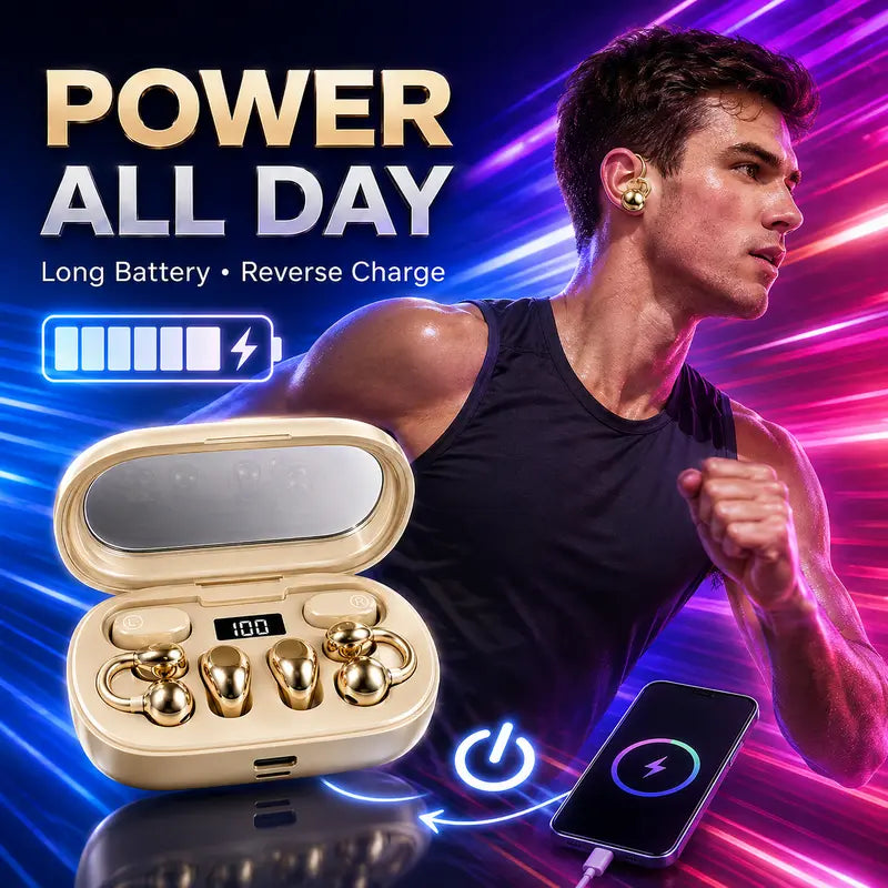 Multi-Style 3-In-1 Chargeable Wireless Earbuds Bluetooth 6.0, Clip-On Open Ear/In-Ear/Sleep Headset, Smart LED Battery Display Charging Case, Hi-Fi Stereo, ENC Distinct Calls, Lightweight for Running, Gym,Techvibes
