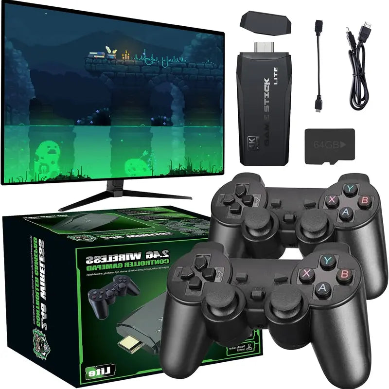 M8 PRO Retro Wireless Gaming Console - 64GB TV Video Game Stick, Compact Powerful Plug-And-Play, 9 Classic Emulators, 4K HDMI Output, 2.4Ghz Wireless Gamepad, Seamless Gameplay, Television Casual Home Games Console, Halloween Gift