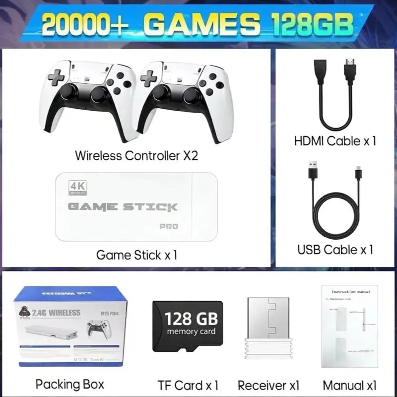 JIGGS Retro Gaming Console for TV, Classic Wireless Game System, Plug & Play Home Entertainment Device, Built-In Classic Games, Dual Wireless Controllers, Gaming Gift for Kids & Adults