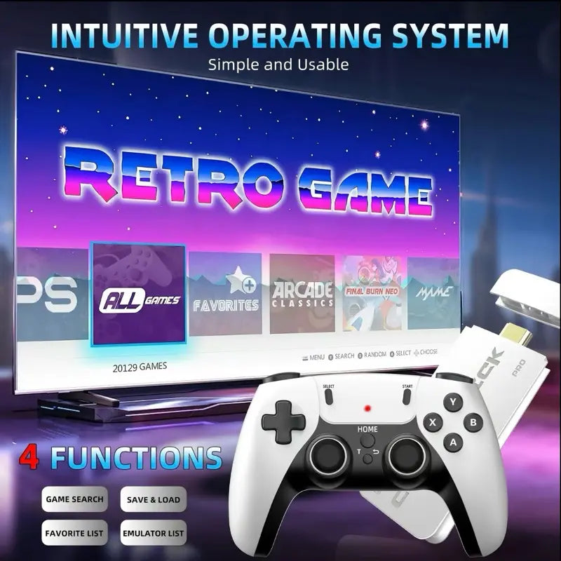 JIGGS Retro Gaming Console for TV, Classic Wireless Game System, Plug & Play Home Entertainment Device, Built-In Classic Games, Dual Wireless Controllers, Gaming Gift for Kids & Adults
