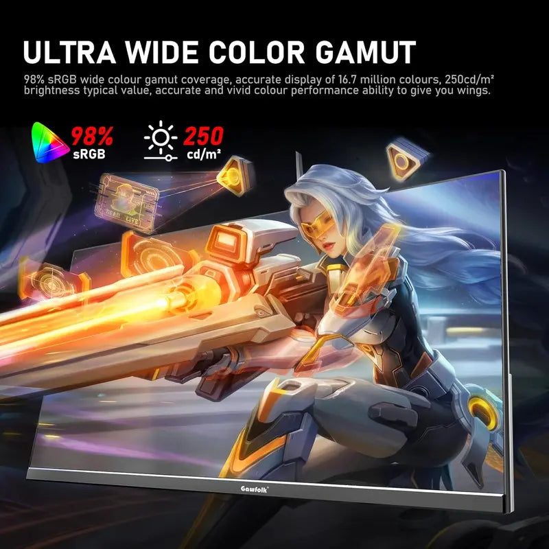 Gawfolk 24.5-Inch Edgeless Frameless Gaming Screen Monitor, 300Hz FHD 1080P PC Computer Monitor, 1Ms GTG, Adaptive Sync, 98% Srgb, 178° Wide View Angle, Built-In Speakers, HDMI & DP, VESA Wall Mountable, for Gamers