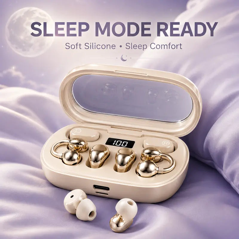 Multi-Style 3-In-1 Chargeable Wireless Earbuds Bluetooth 6.0, Clip-On Open Ear/In-Ear/Sleep Headset, Smart LED Battery Display Charging Case, Hi-Fi Stereo, ENC Distinct Calls, Lightweight for Running, Gym,Techvibes