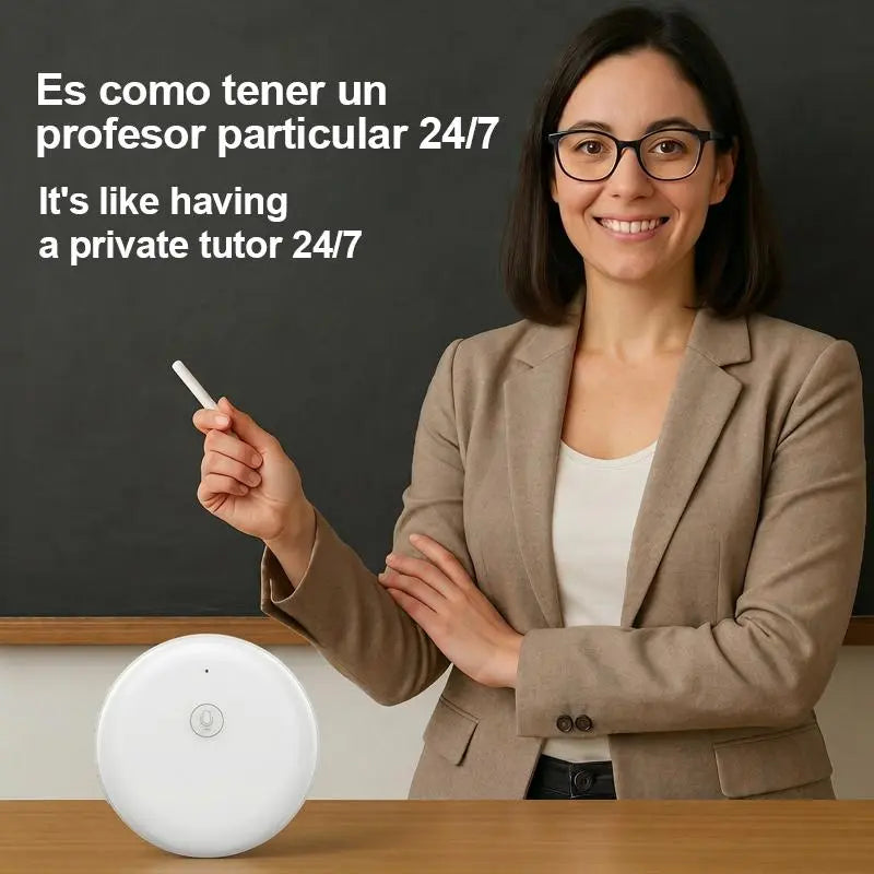 Wearable Instant Portable Electronic Learning Device - Compact Wireless Bluetooth AI Language Translator, 165-Language Tool, Spanish-English Practice Tutor, Accent Help, Wireless Earbuds for Travel & Daily Use