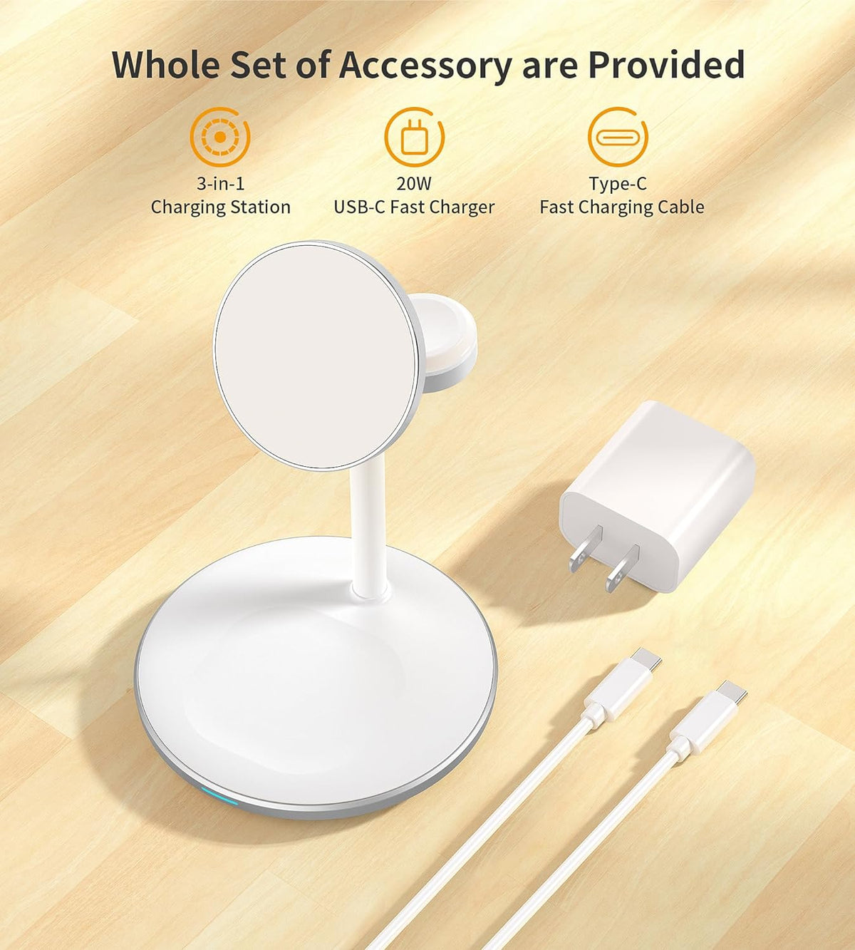 3 in 1 Magnetic Wireless Charging Station for Apple Devices,15W for Magsafe