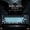 Fallen Angels Series Dark Angel Fiber Texture Keycap Set, PC Translucent Black-White 2-Tone Aesthetic Design, Mechanical Keyboard Accessory, Keycaps Only, Keycap Design