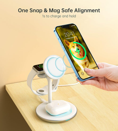 3 in 1 Magnetic Wireless Charging Station for Apple Devices,15W for Magsafe